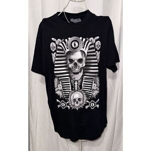 Nice Shirts Happen men Egyptian skull graphic tee 100% cotton Black and white sh